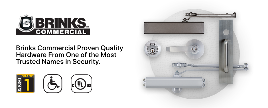 Brinks Commercial proven quality hardware advertisement. One of the most trusted names in security.
